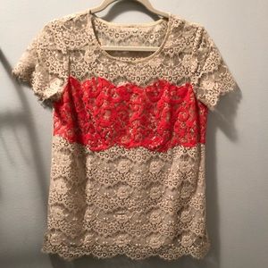 Anthropologie Nude Lace Top - Size Small